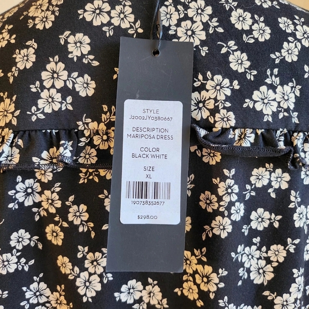 NWT Veronica Beard Women's Black White Mariposa Floral Maxi Ruched Dress XL - Picture 8 of 13